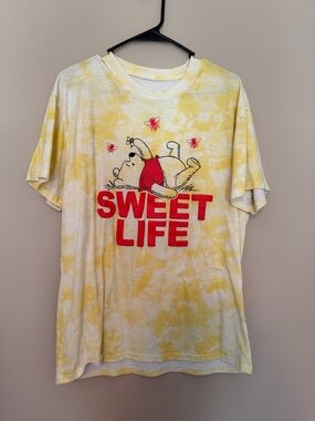 Disney Yellow Tie-Dye Tee with Red 'Sweet Life' Pooh Graphic